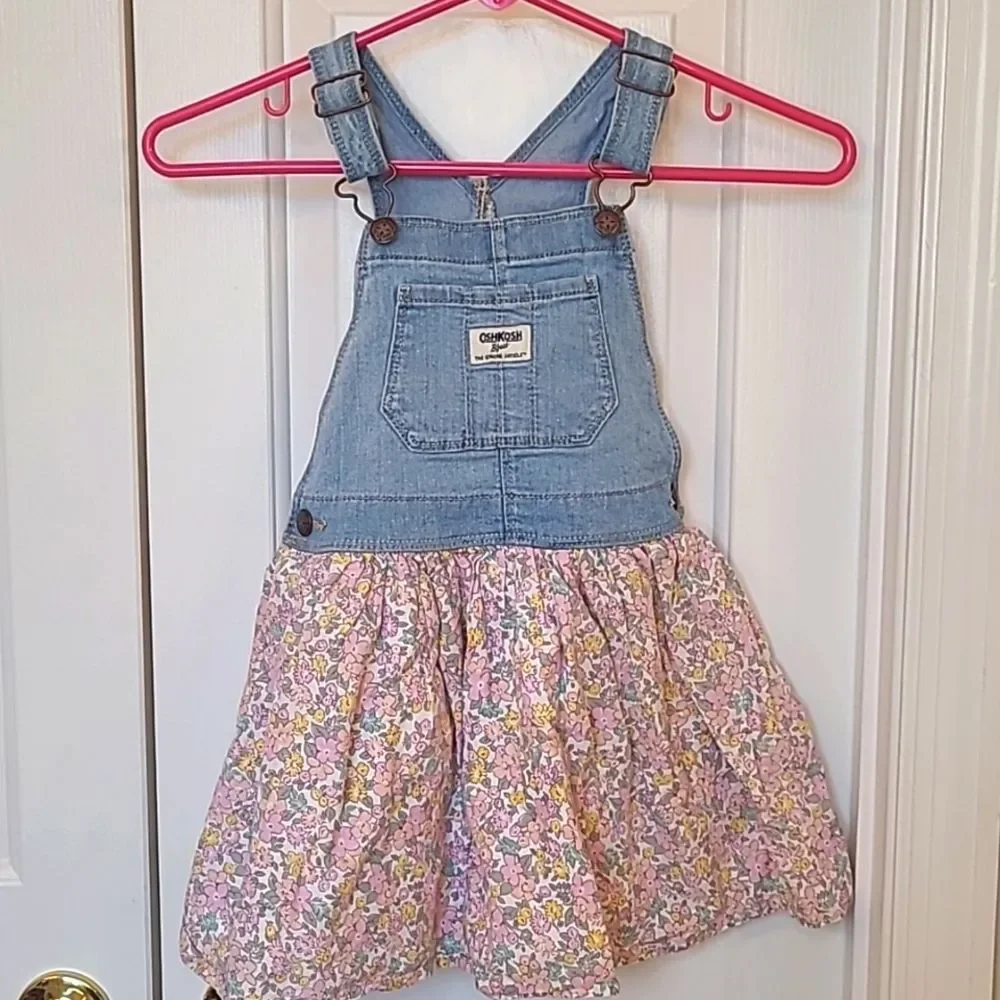 OshKosh Floral Overalls Dress Size 5T